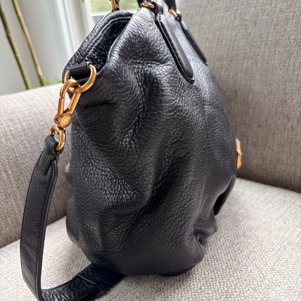 Marc Jacobs Q Fran Satchel Large Classic Black Pebbled Leather Workwear Bag Gold - Picture 4 of 9